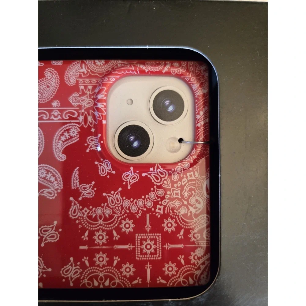 Hello Lux Red Bandana Square Glossy iPhone Case 15 Plus 14 Plus NEW Never Used